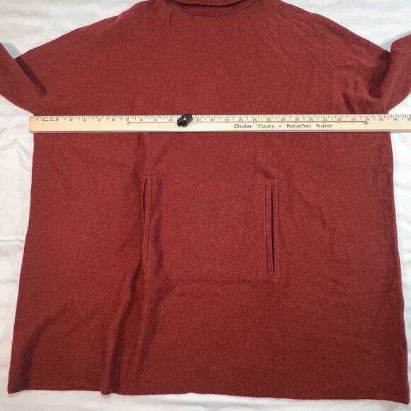 Garnet Hill Oversized Turtleneck Sweater Size S Maroon Goji Berry Wool Cashmere - Picture 9 of 15